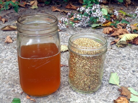 One of our natural dog remedies are these green tea leaves seeped in hot water