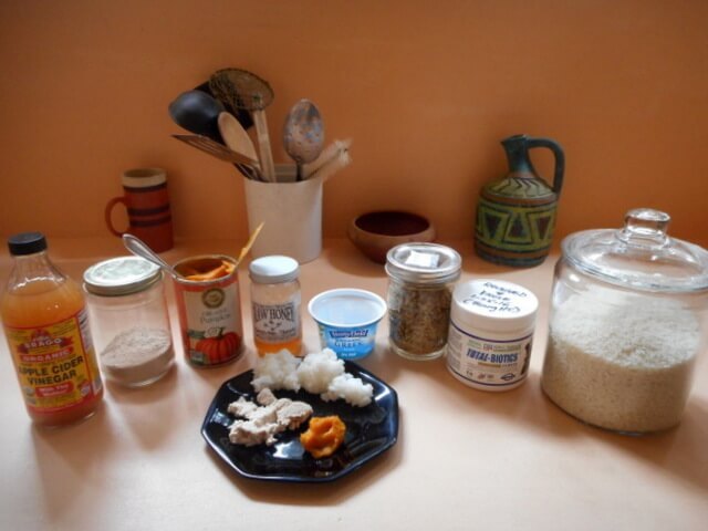 Nothing but good dog food ingredients shown here for our dog diarrhea remedy!