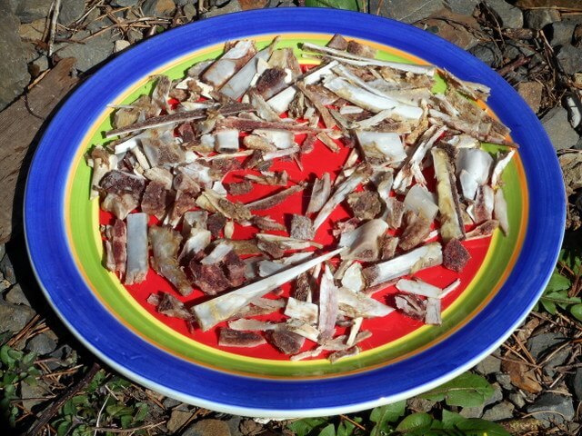 Here's bones pieces left over from months of Nimble chomping raw meaty bones!