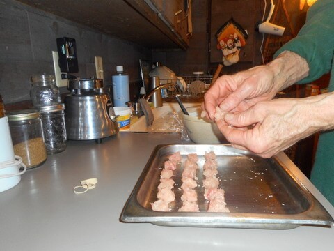 Too bad you can't see Nimble waiting for her easy homemade dog treats to fall on the floor!