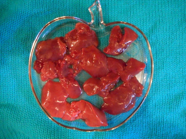 You should make your chicken liver dog munchies from fresh livers that look like this!