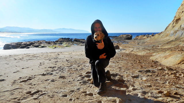 Dogs are excellent workout partners! My doggie Nimble and I at our beach